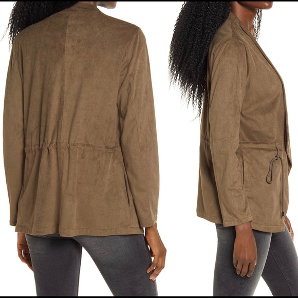 Blank NYC Draped Faux Suede Cinch-Waist Jacket - Picture 4 of 9